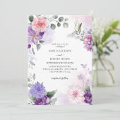 Invitation Aquarelle florale Mariage de lavande lilas (Debout devant)