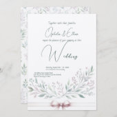 Invitation Aquarelle florale mariage de typographie moderne (Devant / Derrière)