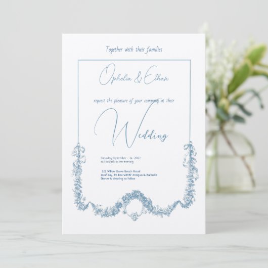 Invitation Aquarelle florale mariage de typographie moderne (Debout devant)