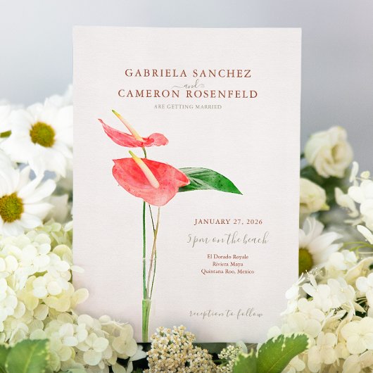 Invitation Aquarelle florale Mariage Laceleaf tropical