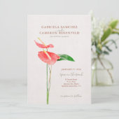 Invitation Aquarelle florale Mariage Laceleaf tropical (Debout devant)