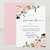 Invitation Aquarelle florale Mariage moderne Quinceanera (Devant / Derrière)