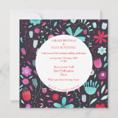 Invitation Aquarelle florale Mariage soirée foncée (Dos)