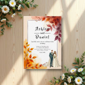 Invitation Aquarelle Florale Mariée Et Mariage de automne De