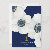 Invitation Aquarelle florale marine et Mariage blanc (Dos)