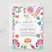 Invitation Aquarelle Florale mexicaine Fiesta Mariage virtuel (Devant)