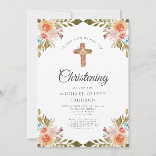 Invitation Aquarelle florale moderne (Devant)