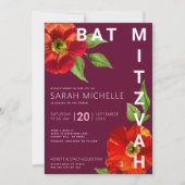 Invitation Aquarelle florale moderne Bat mitzvah de Bourgogne (Devant)