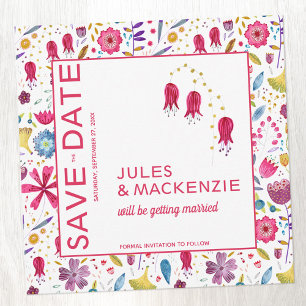 Invitation Aquarelle florale moderne Enregistrer la date Invi