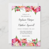 Invitation Aquarelle florale moderne Mariage de pivoine de co (Devant)