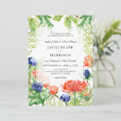 Invitation Aquarelle Florale moderne Orange Marine Coral Mari (Debout devant)