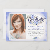 Invitation Aquarelle florale moderne Script Graduation Photo (Devant)