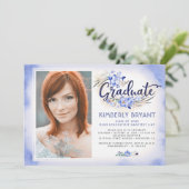 Invitation Aquarelle florale moderne Script Graduation Photo (Debout devant)
