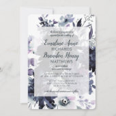 Invitation Aquarelle florale Nocturne Dusty Mariage bleu (Devant)