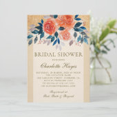 Invitation Aquarelle Florale orange Fête des mariées élégante (Debout devant)