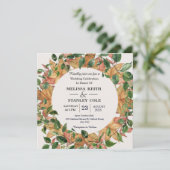 Invitation Aquarelle Florale Orange Mariage de verdure (Debout devant)