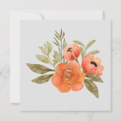 Invitation Aquarelle Florale Orange Mariage de verdure (Dos)