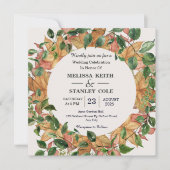 Invitation Aquarelle Florale Orange Mariage de verdure (Devant)
