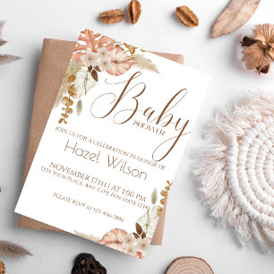 Invitation Aquarelle Florale Pampas Grass Baby shower d'autom