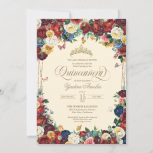 Invitation Aquarelle florale papillon Quinceañera jaune