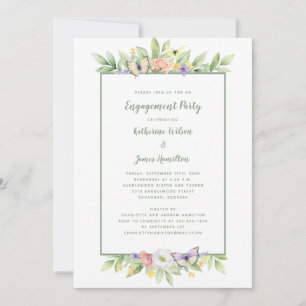 Invitation Aquarelle Florale Papillons