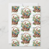 Invitation Aquarelle Florale Pâques Lapin Panier Anniversaire (Dos)