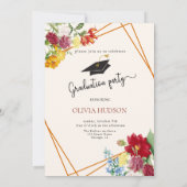 Invitation Aquarelle florale parties scintillant or graduatio (Dos)