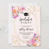 Invitation Aquarelle florale parties scintillant or graduatio (Devant)