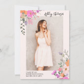 Invitation Aquarelle florale parties scintillant or graduatio (Dos)