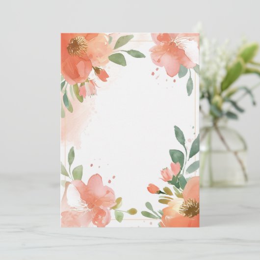Invitation Aquarelle florale Pastel Blank (Debout devant)