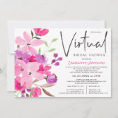 Invitation Aquarelle florale pastel douche de nage virtuelle (Devant)