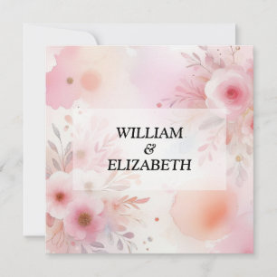 Invitation Aquarelle florale pastel rose et violet couleurs