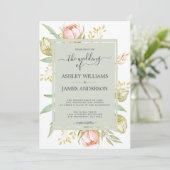 Invitation Aquarelle florale Peony rose Rustique Boho Mariage (Debout devant)