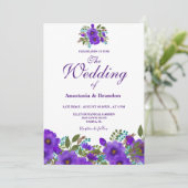 Invitation Aquarelle florale pourpre | MARIAGE (Debout devant)