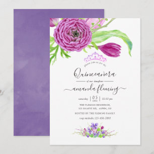 Invitation Aquarelle Florale Printemps Quinceañera