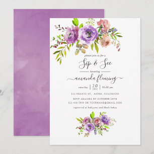 Invitation Aquarelle Florale Printemps Sip and See