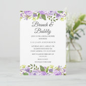 Invitation Aquarelle Florale Purple Bridal Brunch Et Bubbly (Debout devant)