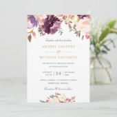 Invitation Aquarelle Florale Purple Lavender Mariage élégant (Debout devant)