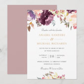 Invitation Aquarelle Florale Purple Lavender Mariage élégant (Devant / Derrière)