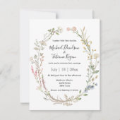 Invitation aquarelle florale qr code rsvp photo mariage (Devant)