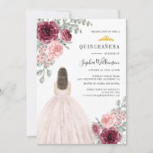 Invitation Aquarelle florale Quinceanera 15e anniversaire (Devant)