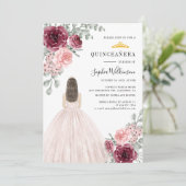 Invitation Aquarelle florale Quinceanera 15e anniversaire (Debout devant)