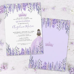Invitation Aquarelle Florale Quinceañera Violet