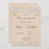 Invitation Aquarelle florale romantique Mariage de script ble (Devant / Derrière)