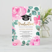 Invitation Aquarelle florale rose (Debout devant)