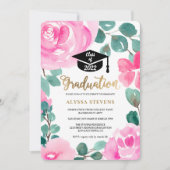 Invitation Aquarelle florale rose (Devant)