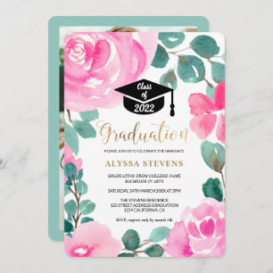 Invitation Aquarelle florale rose