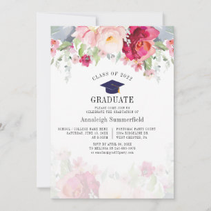 Invitation Aquarelle florale rose 2025