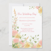 Invitation Aquarelle Florale Rose Élégant Chic Script (Devant)