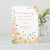 Invitation Aquarelle Florale Rose Élégant Chic Script (Debout devant)